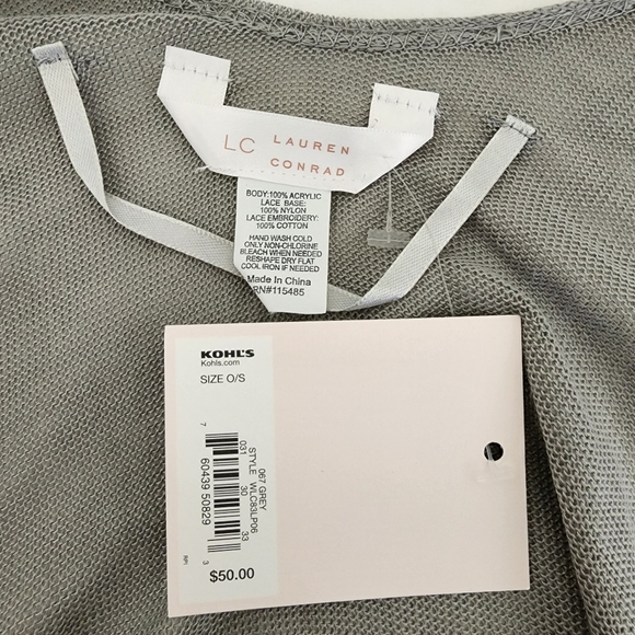 NWT Lauren Conrad Gray Open Wrap Cardigan One Size Fits Most - Picture 9 of 10